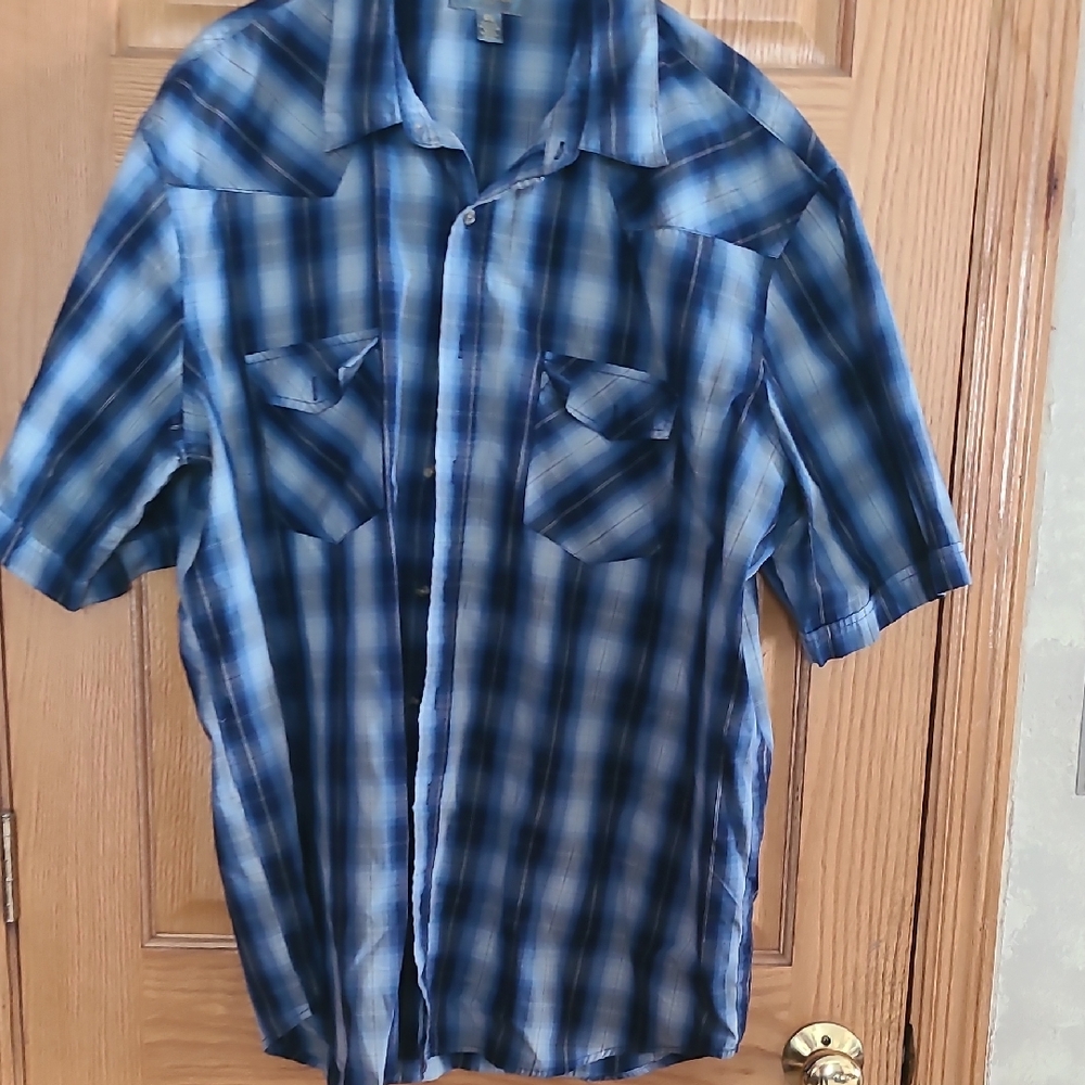 Blue Plaid Short Sleeve Shirt